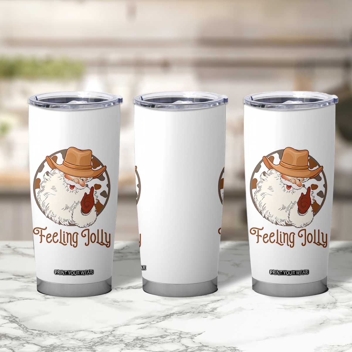 Black Cowboy Santa Christmas Tumbler Cup Feeling Jolly TS14 Print Your Wear