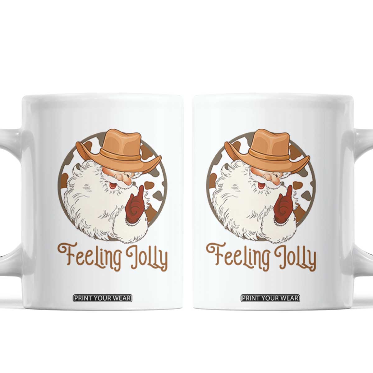 Black Cowboy Santa Christmas Coffee Mug Feeling Jolly TS14 White Print Your Wear