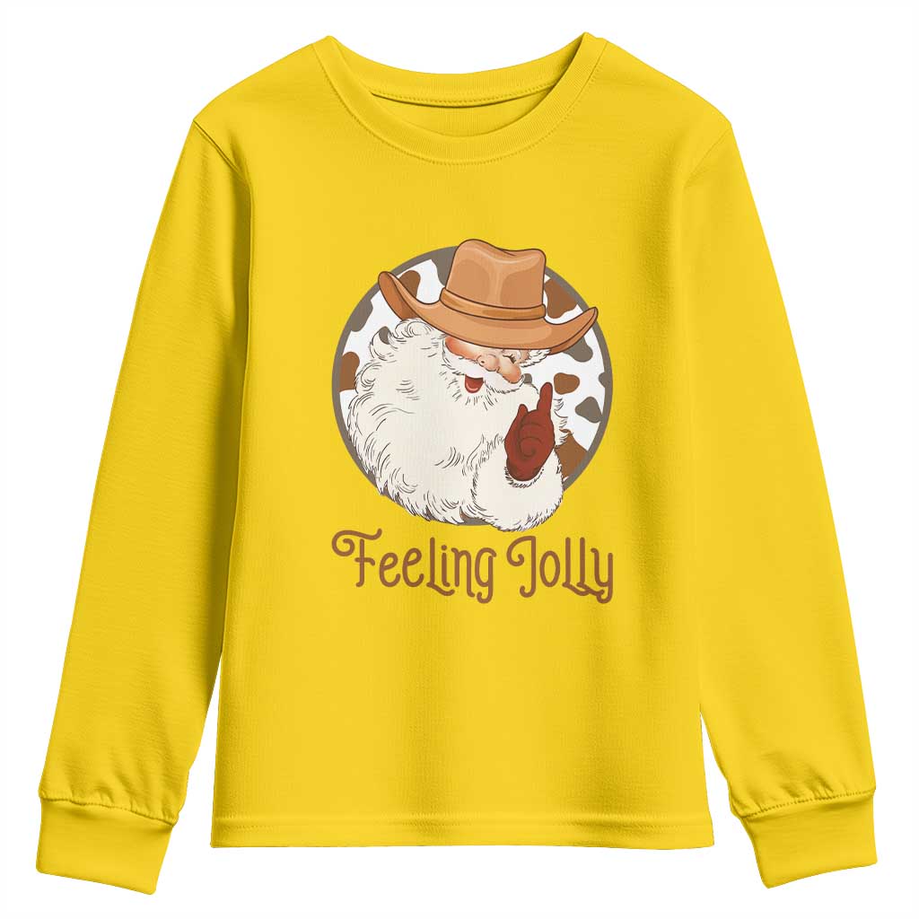 Black Cowboy Santa Christmas Youth Sweatshirt Feeling Jolly TS14 Daisy Print Your Wear