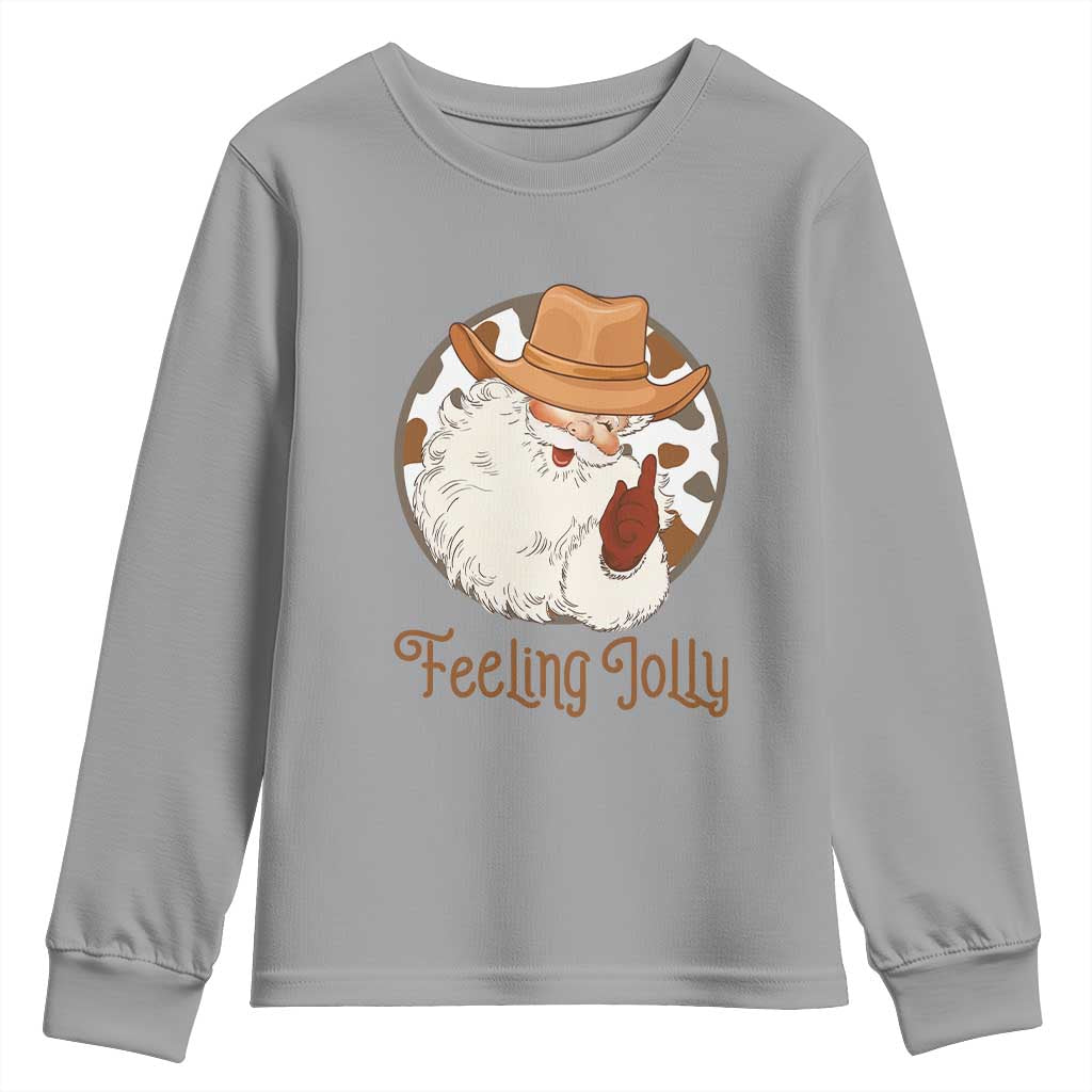 Black Cowboy Santa Christmas Youth Sweatshirt Feeling Jolly TS14 Sport Gray Print Your Wear