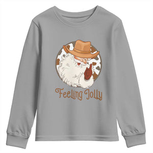 Black Cowboy Santa Christmas Youth Sweatshirt Feeling Jolly TS14 Sport Gray Print Your Wear