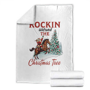 Cowboy Santa Western Christmas Throw Blanket Rockin Around The Xmas Tree TS14 White Print Your Wear