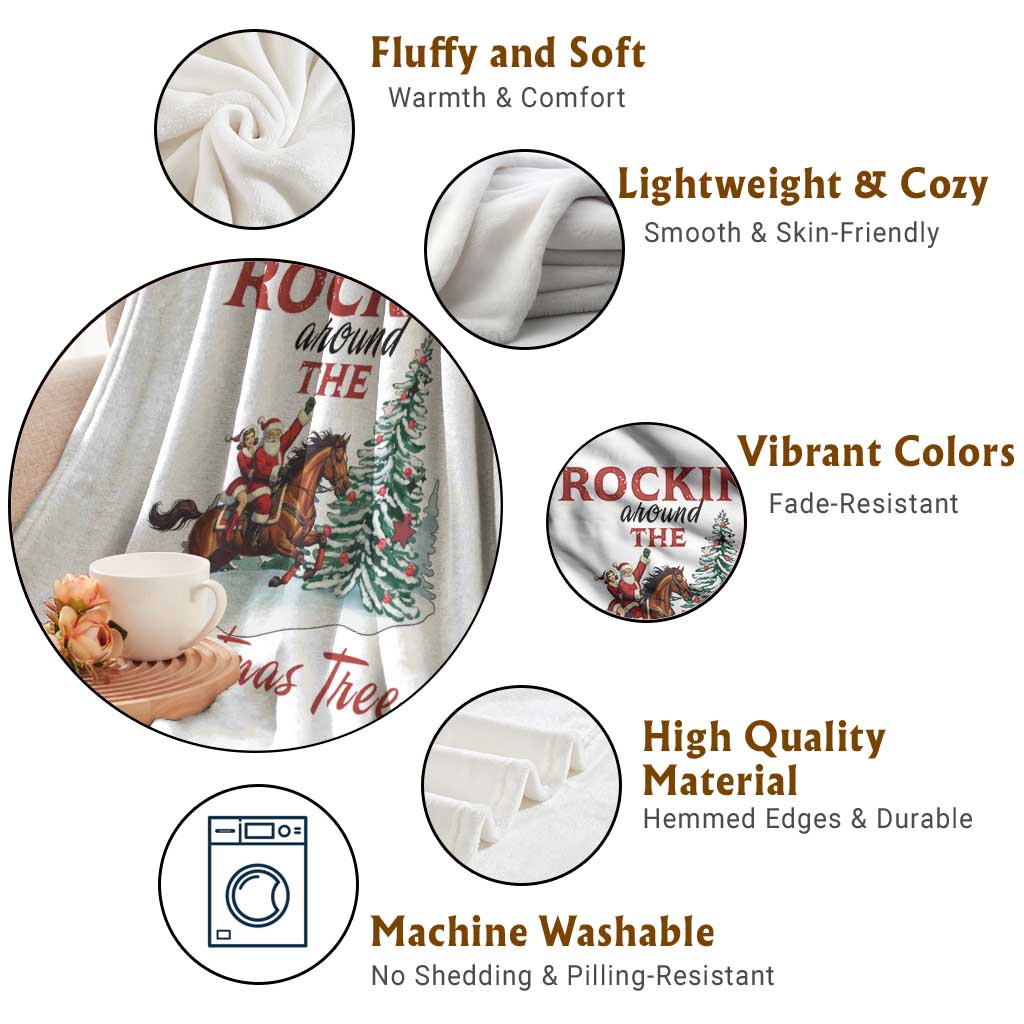 Cowboy Santa Western Christmas Throw Blanket Rockin Around The Xmas Tree TS14 Print Your Wear