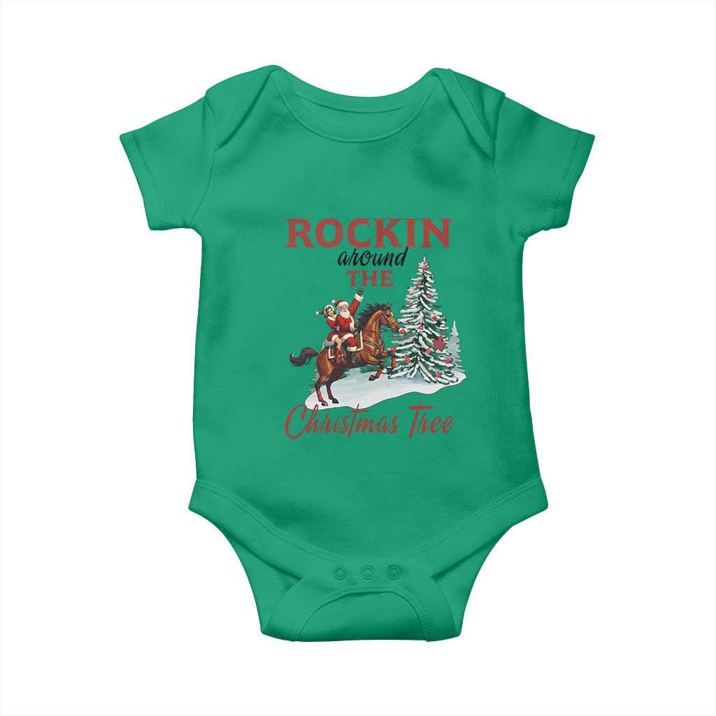 Cowboy Santa Western Christmas Baby Onesie Rockin Around The Xmas Tree TS14 Irish Green Print Your Wear
