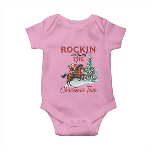 Cowboy Santa Western Christmas Baby Onesie Rockin Around The Xmas Tree TS14 Light Pink Print Your Wear