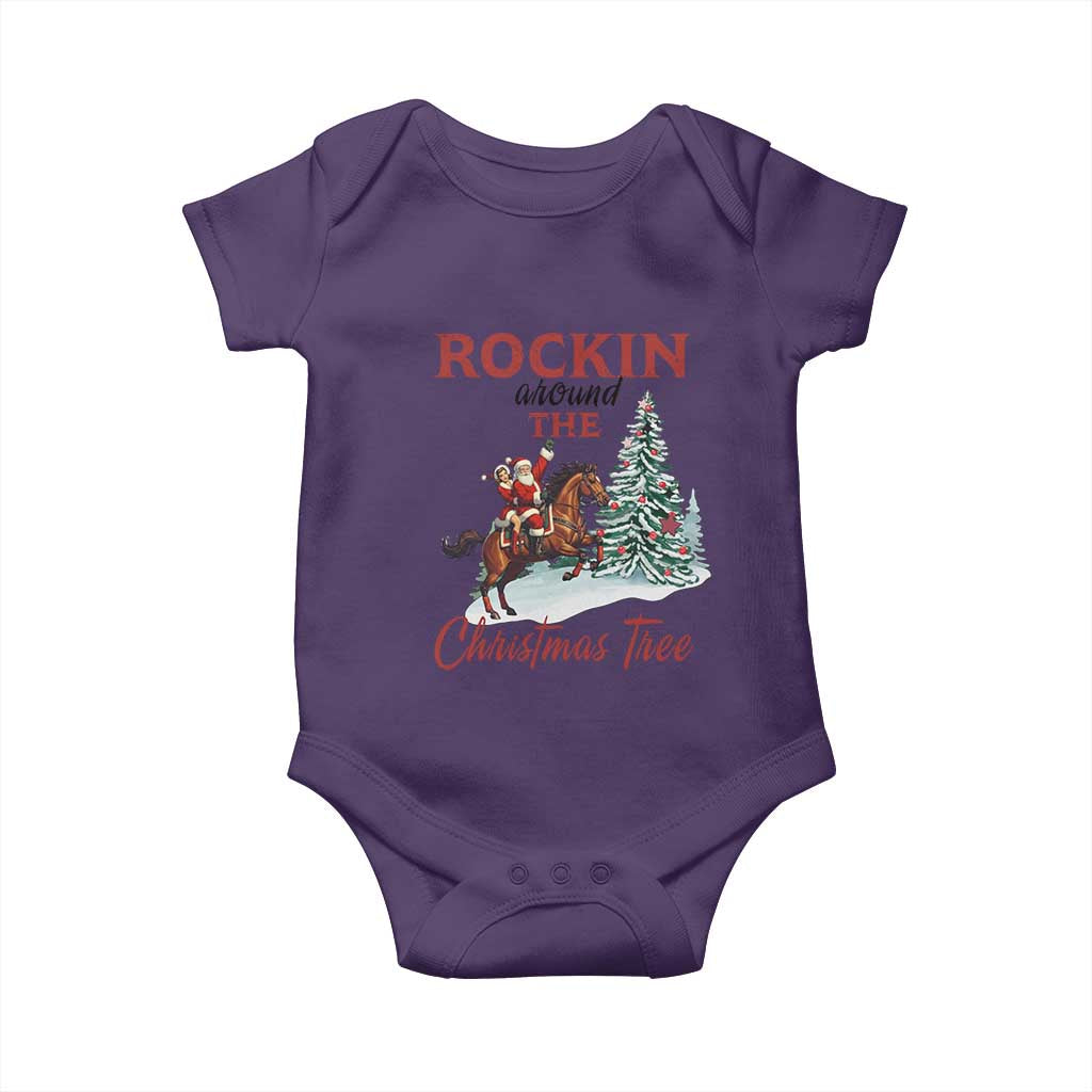 Cowboy Santa Western Christmas Baby Onesie Rockin Around The Xmas Tree TS14 Purple Print Your Wear