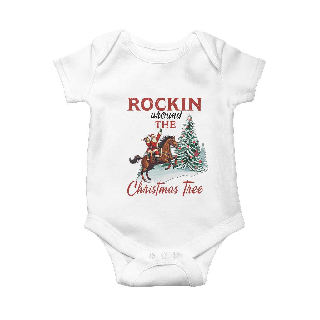 Cowboy Santa Western Christmas Baby Onesie Rockin Around The Xmas Tree TS14 White Print Your Wear