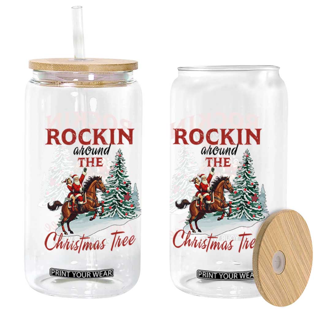 Cowboy Santa Western Christmas Glass Can Rockin Around The Xmas Tree TS14 Print Your Wear