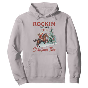 Cowboy Santa Western Christmas Hoodie Rockin Around The Xmas Tree TS14 Ice Gray Print Your Wear