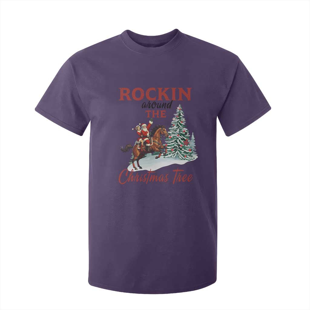 Cowboy Santa Western Christmas T Shirt For Kid Rockin Around The Xmas Tree TS14 Purple Print Your Wear