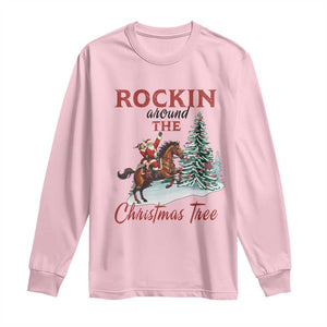Cowboy Santa Western Christmas Long Sleeve Shirt Rockin Around The Xmas Tree TS14 Light Pink Print Your Wear