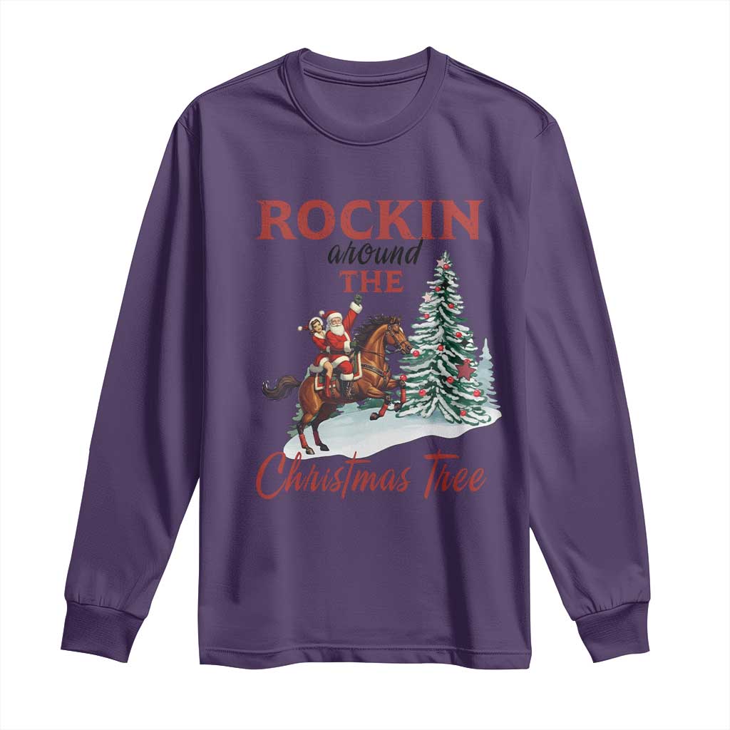 Cowboy Santa Western Christmas Long Sleeve Shirt Rockin Around The Xmas Tree TS14 Purple Print Your Wear