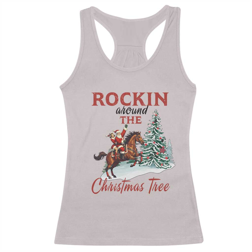 Cowboy Santa Western Christmas Racerback Tank Top Rockin Around The Xmas Tree TS14 Ice Gray Print Your Wear