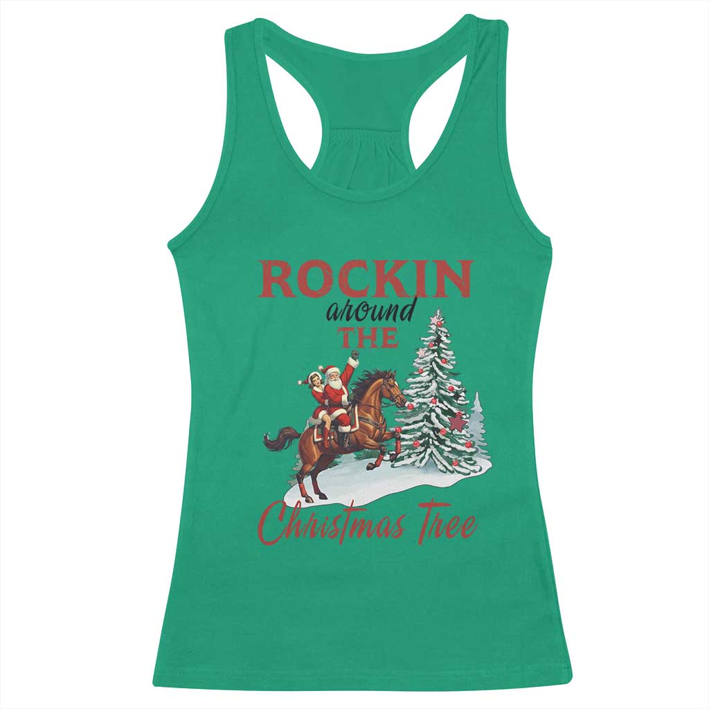 Cowboy Santa Western Christmas Racerback Tank Top Rockin Around The Xmas Tree TS14 Irish Green Print Your Wear