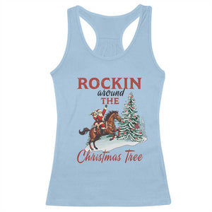 Cowboy Santa Western Christmas Racerback Tank Top Rockin Around The Xmas Tree TS14 Light Blue Print Your Wear