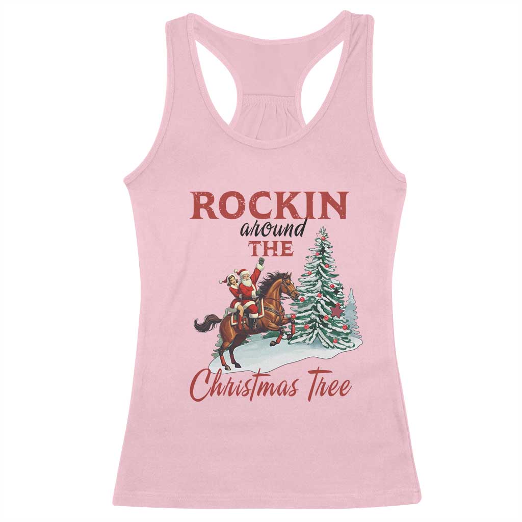 Cowboy Santa Western Christmas Racerback Tank Top Rockin Around The Xmas Tree TS14 Light Pink Print Your Wear