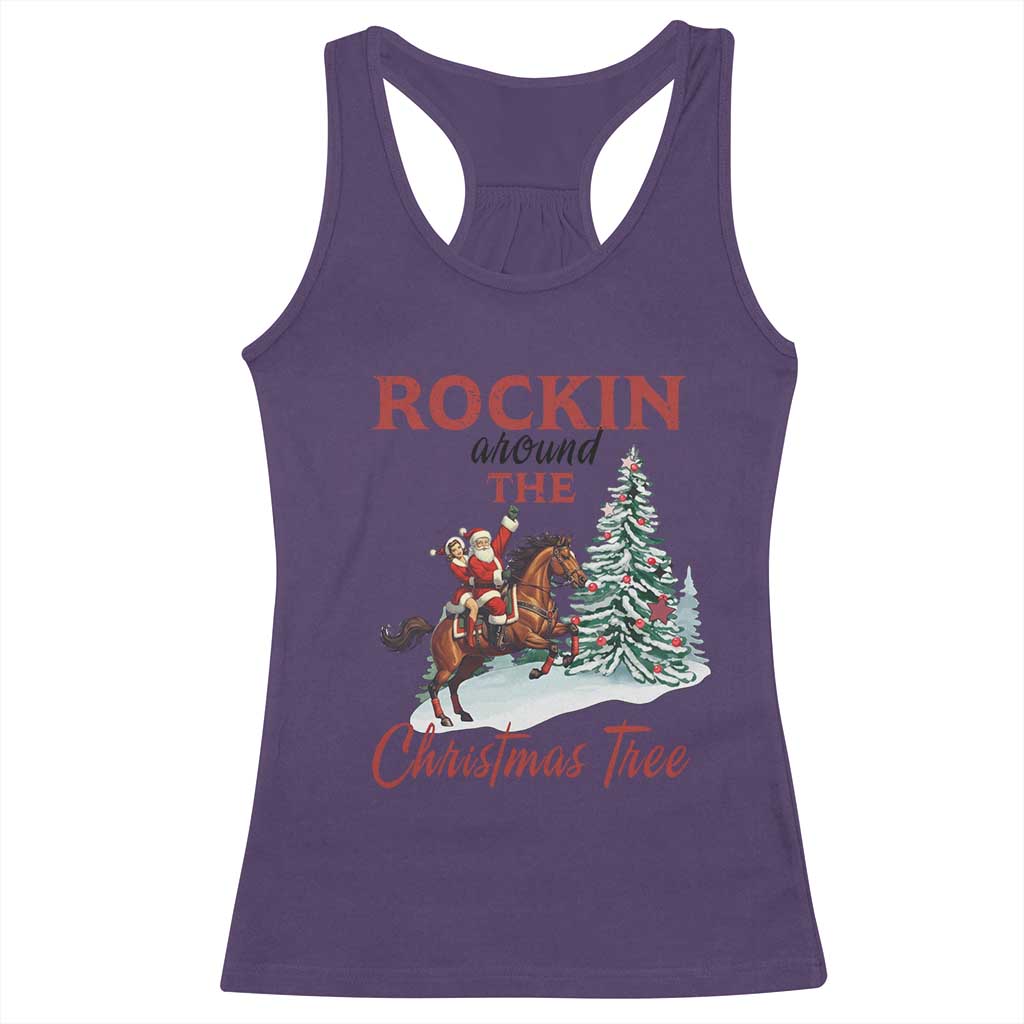 Cowboy Santa Western Christmas Racerback Tank Top Rockin Around The Xmas Tree TS14 Purple Print Your Wear