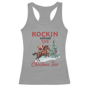 Cowboy Santa Western Christmas Racerback Tank Top Rockin Around The Xmas Tree TS14 Sport Gray Print Your Wear