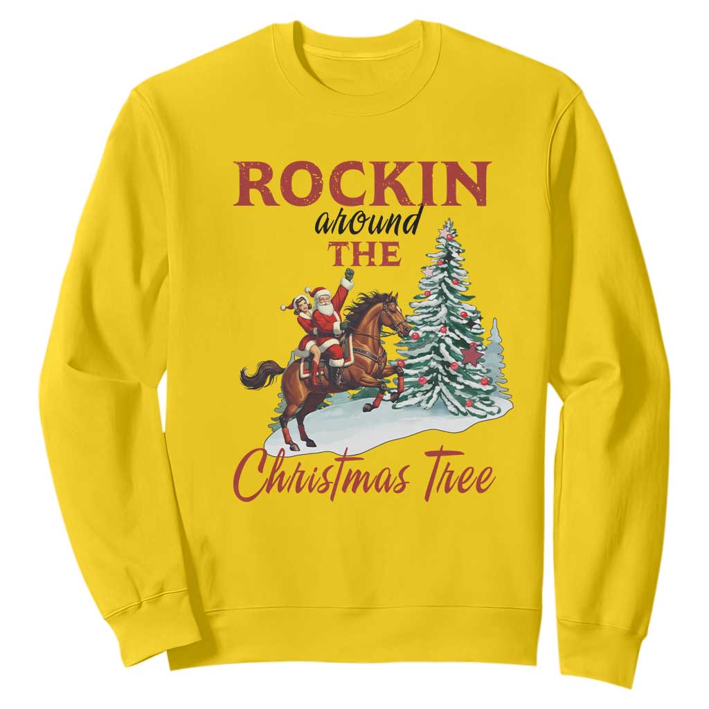 Cowboy Santa Western Christmas Sweatshirt Rockin Around The Xmas Tree TS14 Daisy Print Your Wear