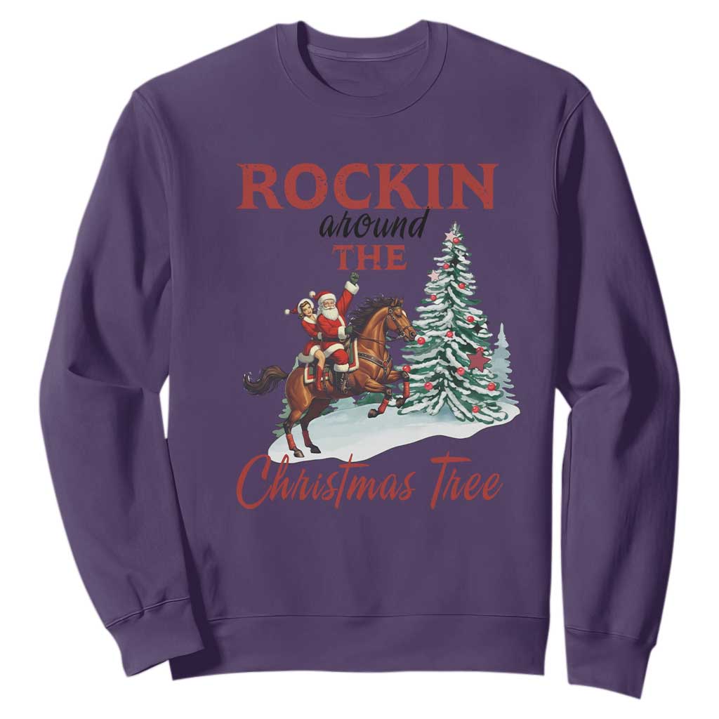 Cowboy Santa Western Christmas Sweatshirt Rockin Around The Xmas Tree TS14 Purple Print Your Wear