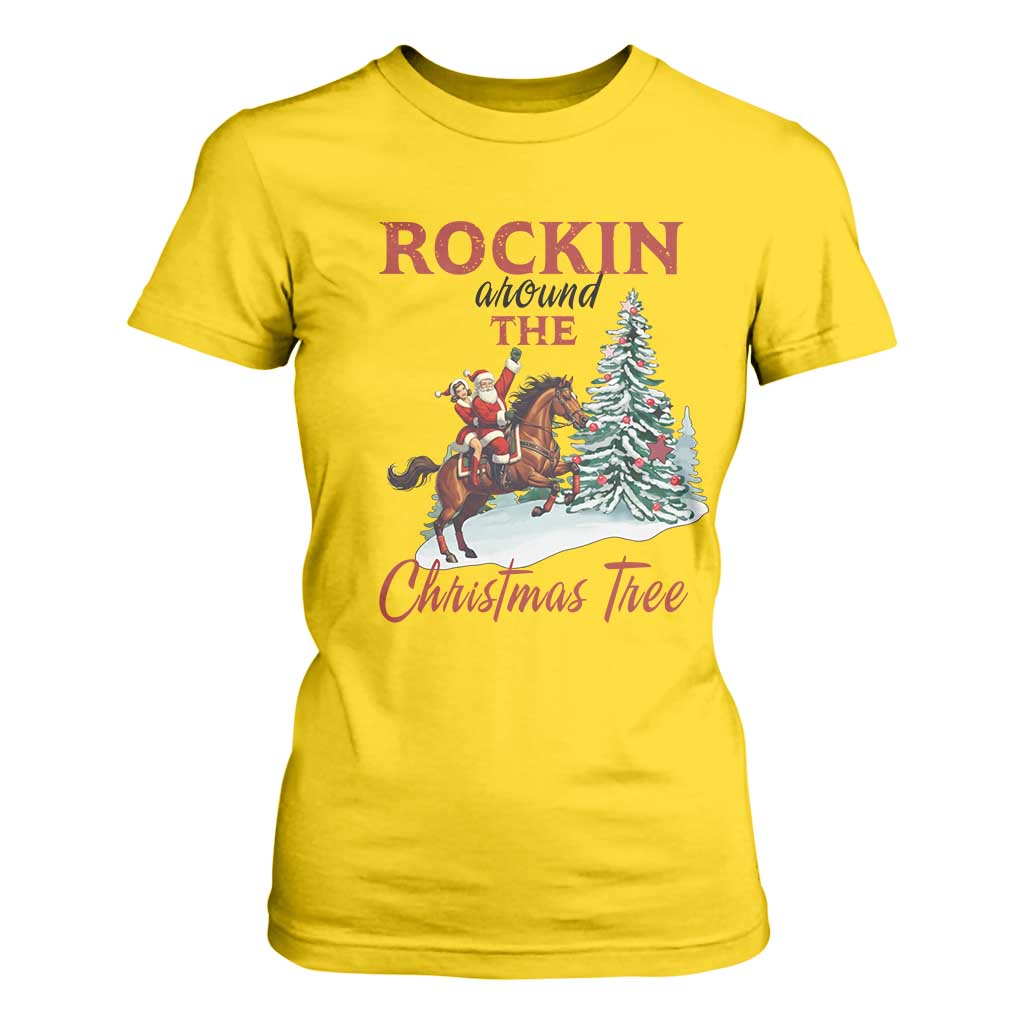 Cowboy Santa Western Christmas T Shirt For Women Rockin Around The Xmas Tree TS14 Daisy Print Your Wear