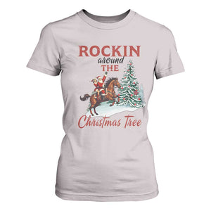 Cowboy Santa Western Christmas T Shirt For Women Rockin Around The Xmas Tree TS14 Ice Gray Print Your Wear
