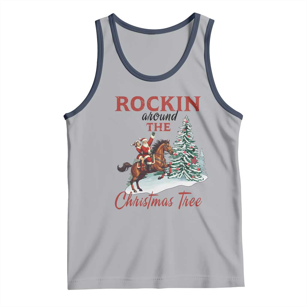 Cowboy Santa Western Christmas Tank Top Rockin Around The Xmas Tree TS14 Athletic Heather Navy Print Your Wear