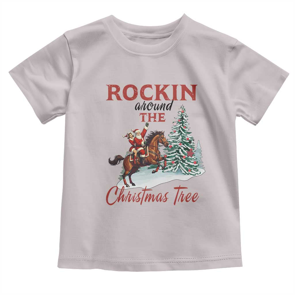 Cowboy Santa Western Christmas Toddler T Shirt Rockin Around The Xmas Tree TS14 Ice Gray Print Your Wear