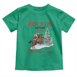 Cowboy Santa Western Christmas Toddler T Shirt Rockin Around The Xmas Tree TS14 Irish Green Print Your Wear