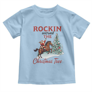 Cowboy Santa Western Christmas Toddler T Shirt Rockin Around The Xmas Tree TS14 Light Blue Print Your Wear