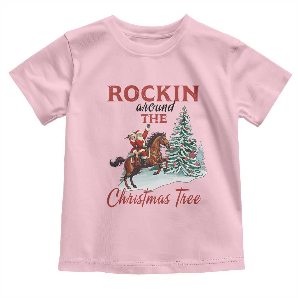 Cowboy Santa Western Christmas Toddler T Shirt Rockin Around The Xmas Tree TS14 Light Pink Print Your Wear