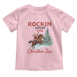 Cowboy Santa Western Christmas Toddler T Shirt Rockin Around The Xmas Tree TS14 Light Pink Print Your Wear