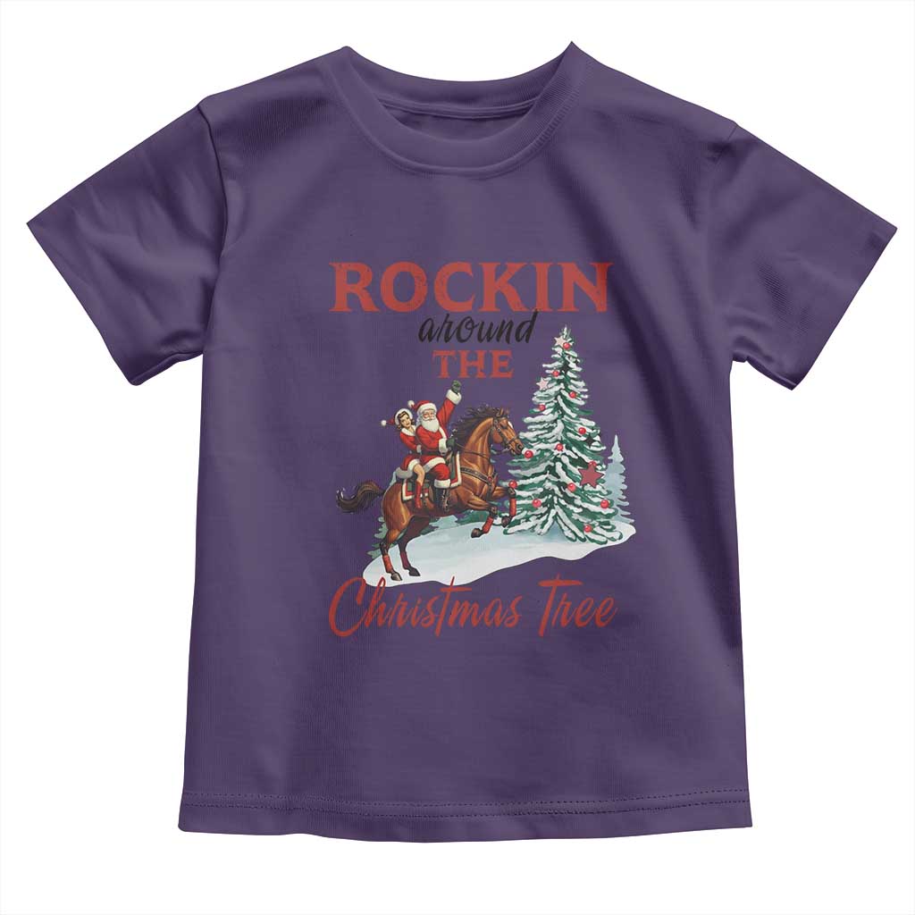 Cowboy Santa Western Christmas Toddler T Shirt Rockin Around The Xmas Tree TS14 Purple Print Your Wear