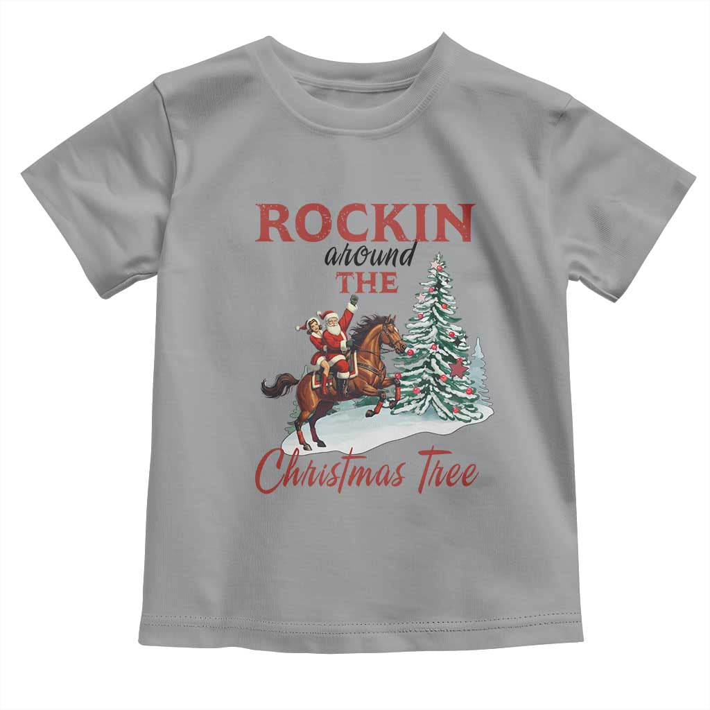 Cowboy Santa Western Christmas Toddler T Shirt Rockin Around The Xmas Tree TS14 Sport Gray Print Your Wear