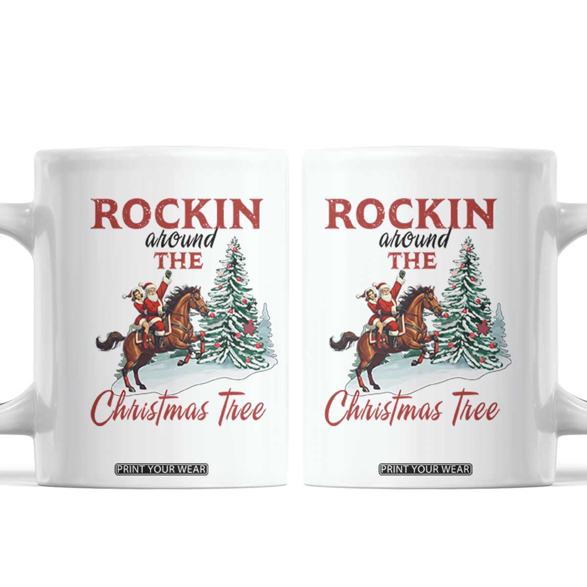 Cowboy Santa Western Christmas Coffee Mug Rockin Around The Xmas Tree TS14 White Print Your Wear