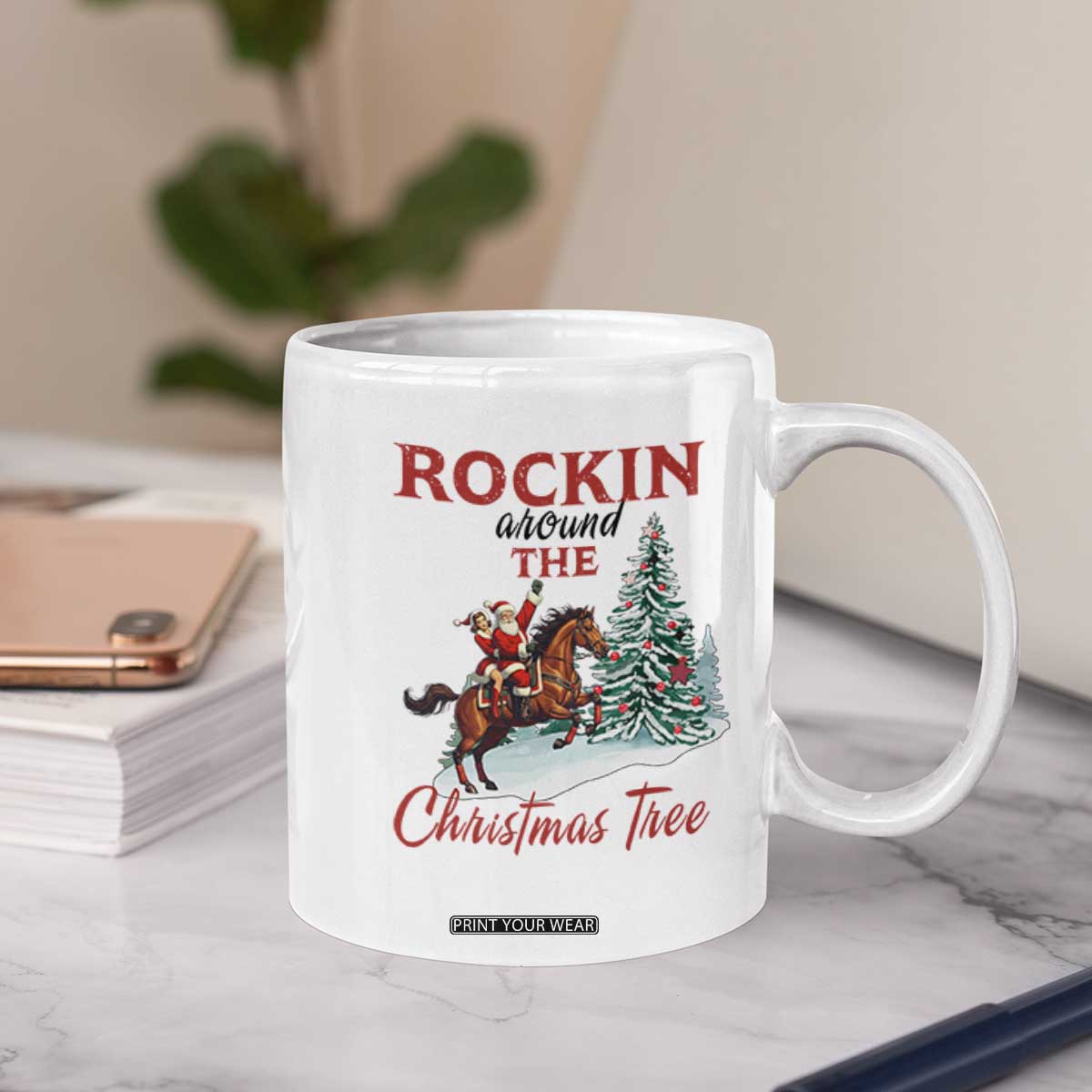 Cowboy Santa Western Christmas Coffee Mug Rockin Around The Xmas Tree TS14 Print Your Wear