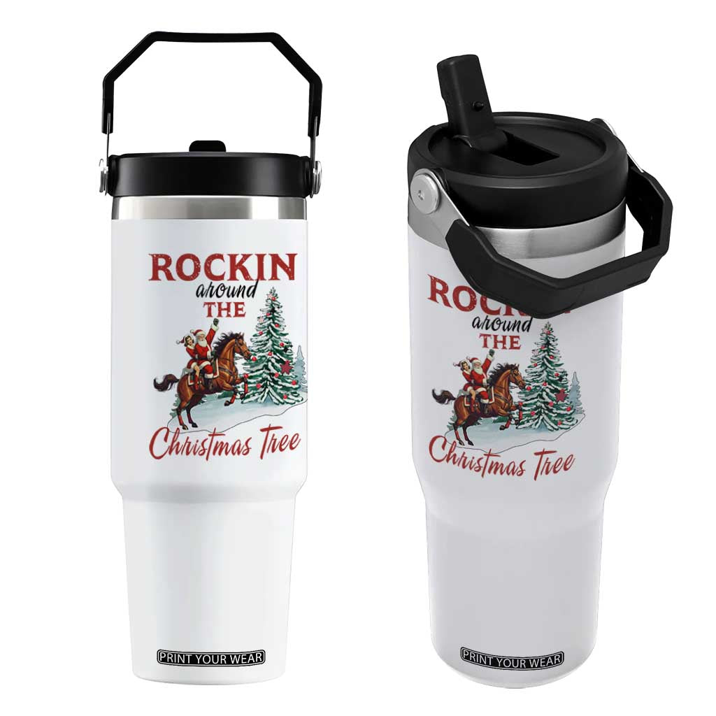 Cowboy Santa Western Christmas Flip Straw Tumbler Rockin Around The Xmas Tree TS14 One Size: 30 oz White Print Your Wear