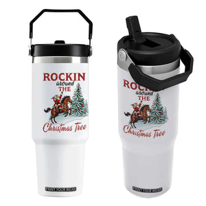Cowboy Santa Western Christmas Flip Straw Tumbler Rockin Around The Xmas Tree TS14 One Size: 30 oz White Print Your Wear