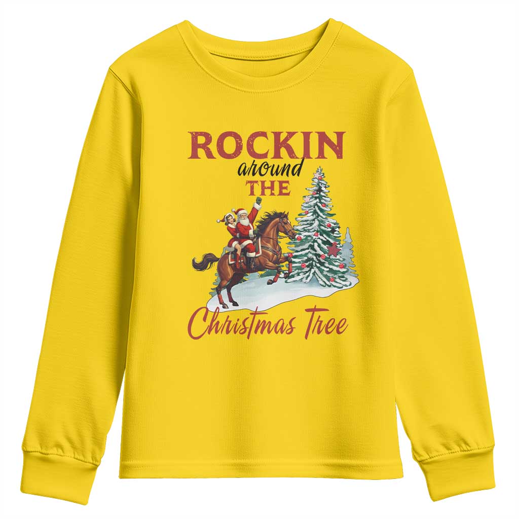 Cowboy Santa Western Christmas Youth Sweatshirt Rockin Around The Xmas Tree TS14 Daisy Print Your Wear