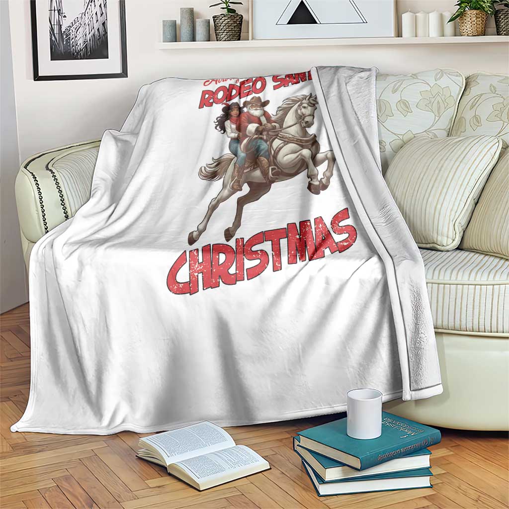 Black Cowboy Santa Christmas Throw Blanket African American Western - Print Your Wear