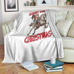 Black Cowboy Santa Christmas Throw Blanket African American Western - Print Your Wear