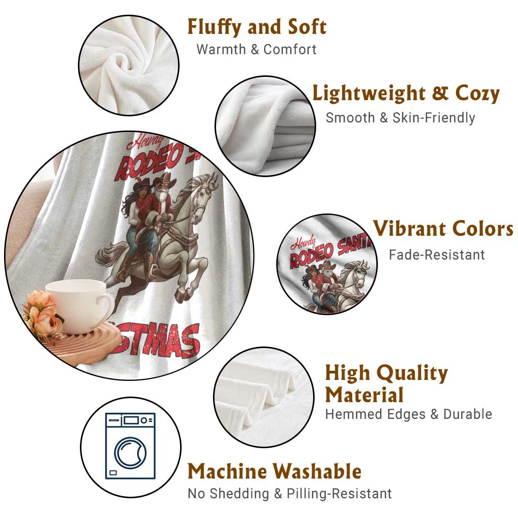 Black Cowboy Santa Christmas Throw Blanket African American Western - Print Your Wear