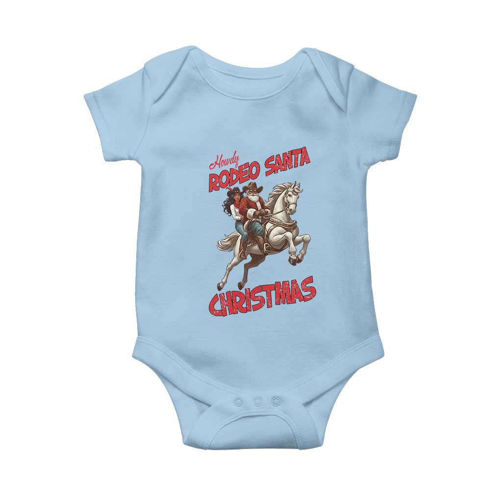 Black Cowboy Santa Christmas Baby Onesie African American Western TS14 Light Blue Print Your Wear