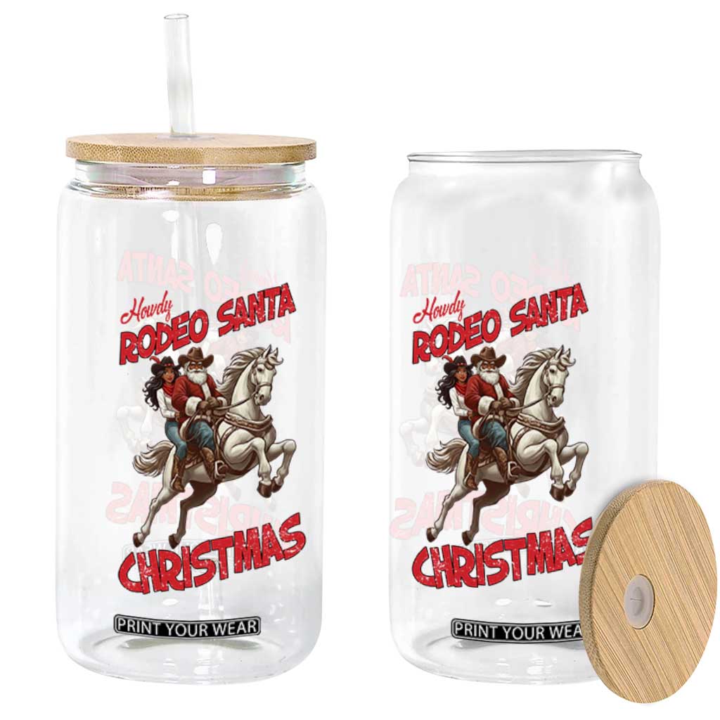 Black Cowboy Santa Christmas Glass Can African American Western TS14 Print Your Wear