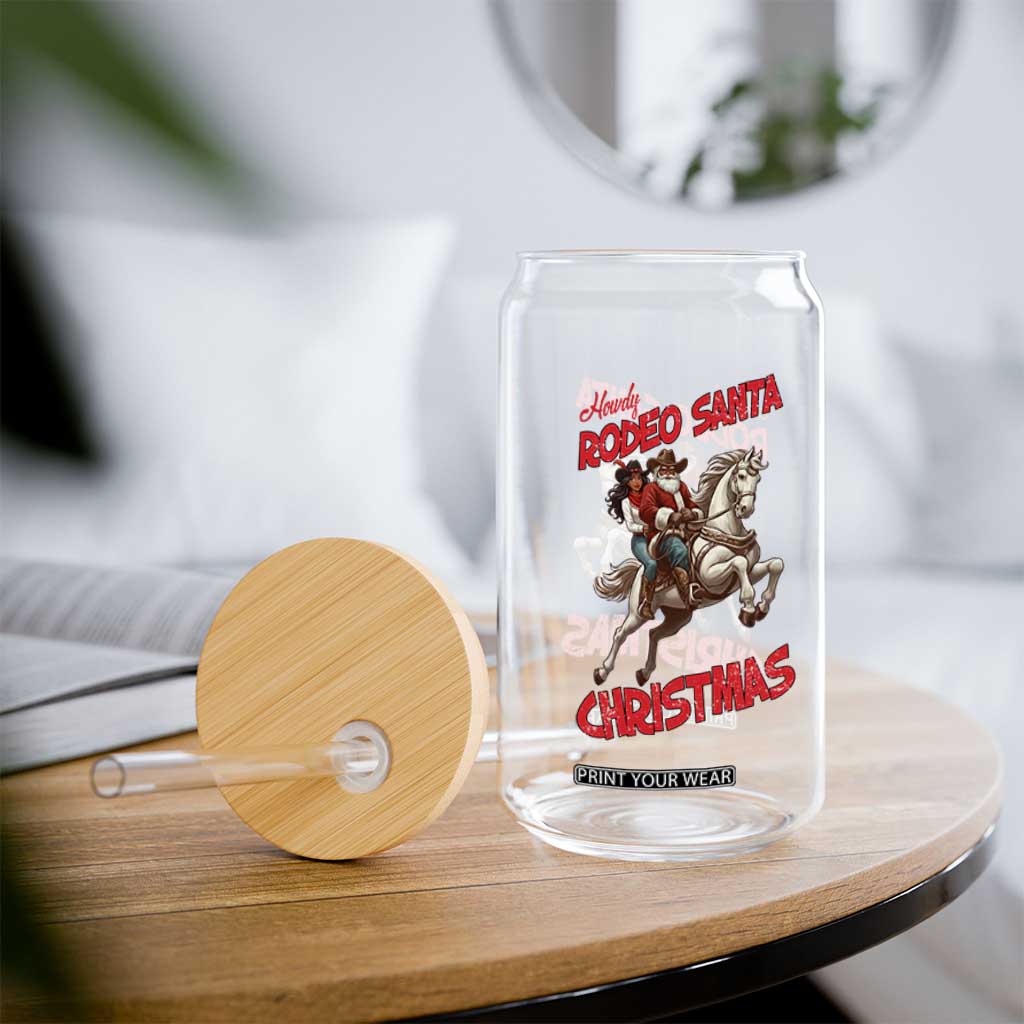 Black Cowboy Santa Christmas Glass Can African American Western - Print Your Wear