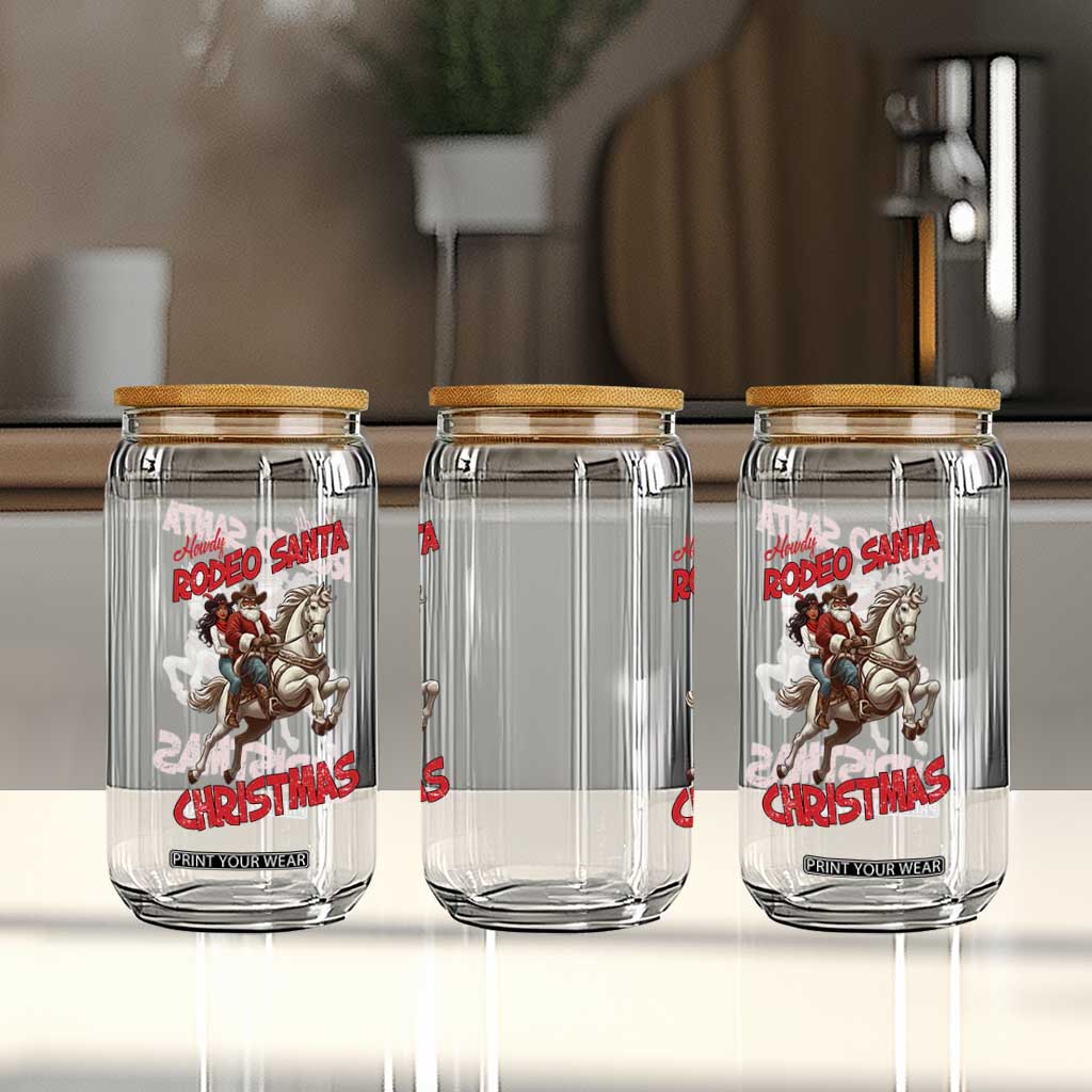 Black Cowboy Santa Christmas Glass Can African American Western - Print Your Wear