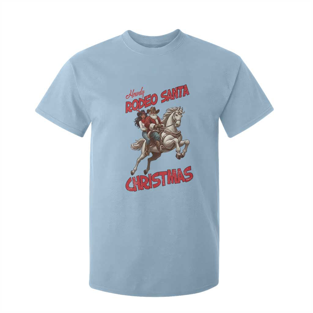 Black Cowboy Santa Christmas T Shirt For Kid African American Western TS14 Light Blue Print Your Wear