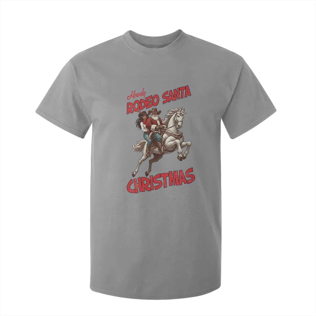 Black Cowboy Santa Christmas T Shirt For Kid African American Western TS14 Sport Gray Print Your Wear