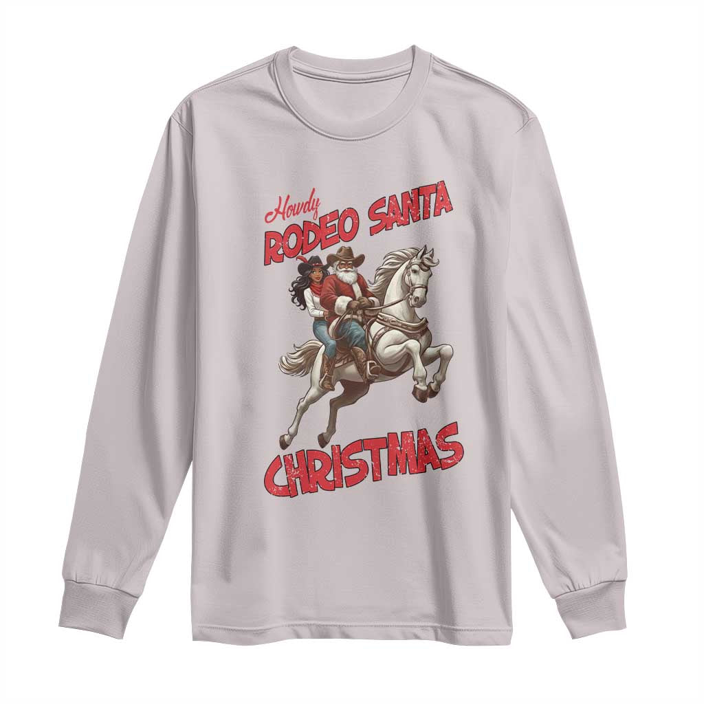 Black Cowboy Santa Christmas Long Sleeve Shirt African American Western TS14 Ice Gray Print Your Wear