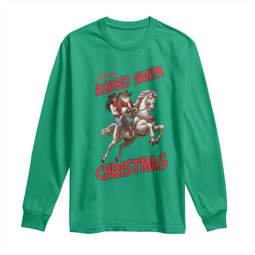 Black Cowboy Santa Christmas Long Sleeve Shirt African American Western - Print Your Wear